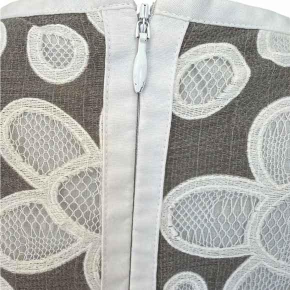 W by Worth Size 4 Mesh Daisy Drop Waist Sleeveless Dress Zip Gray & Off-White - Picture 4 of 8